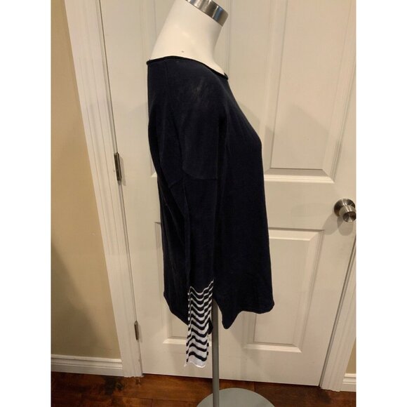 Vince Thin Knit Blue Striped Roll Neck Sweater, Size M - Picture 2 of 5